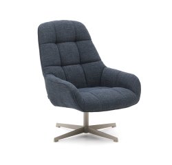 Poltrona girevole Jaspe blu e metallo con finitura grigio