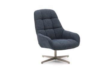 Jaspe blue swivel armchair with grey-finished metal, FSC 100%