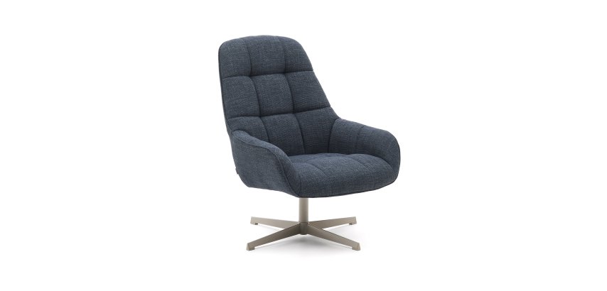 Sessel mit drehbarem Saphirblau und grauem Metall
