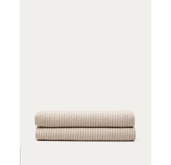 Copriletto Vindi 100% cotone ecrù con righe fantasia per letto 90/135 cm