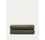 Couvre-lit Serla en tissu chenille 100 % coton vert à losanges pour lit de 150/160 cm