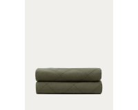 Serla green, 100% cotton chenille bedspread with rhomboid shapes for 150/160 cm bed