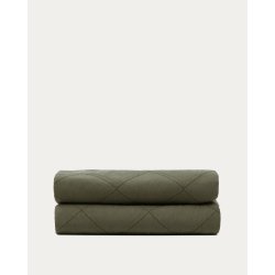 Couvre-lit Serla en tissu chenille 100 % coton vert à losanges pour lit de 150/160 cm