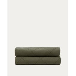 Couvre-lit Serla en tissu chenille 100 % coton vert à losanges pour lit de 150/160 cm