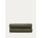 Couvre-lit Serla en tissu chenille 100 % coton vert à losanges pour lit de 150/160 cm