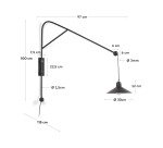 Applique murale Eleazar en métal peint noir