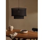 DE_Abat-jour pour suspension Mariela en lin avec finition noire Ø 60 x 40 cm