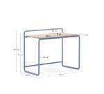 Bureau Tinn en placage de frêne et structure en métal bleu 82 x 45 cm