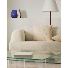 Housse de coussin Blaina en coton et lin blanc avec détail brodé rouge  45 x 45 cm