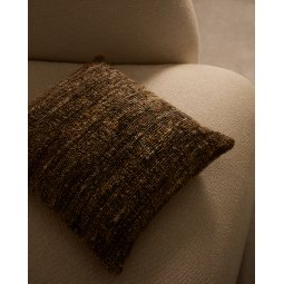 DE_Housse de coussin Yadit en viscose et coton beige 45 x 45 cm