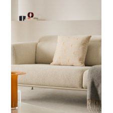 Housse de coussin Blaina en coton et lin blanc avec détail brodé orange 45 x 45 cm