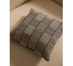 Housse de coussin Levu 100 % coton à rayures noir et blanc 45 x 45 cm