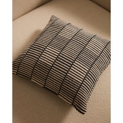 Housse de coussin Levu 100 % coton à rayures noir et blanc 45 x 45 cm