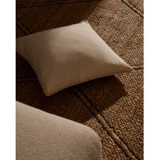 Housse de coussin Rakira 100 % coton beige avec broderie moutarde 45 x 45 cm