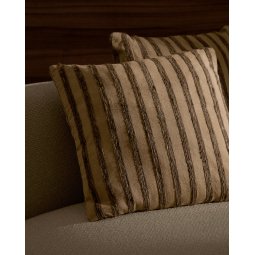 Enara cushion cover in beige and brown striped silk and cotton, 45 x 45 cm