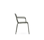 Chaise d’extérieur empilable avec accoudoirs Brai en acier galvanisé vert
