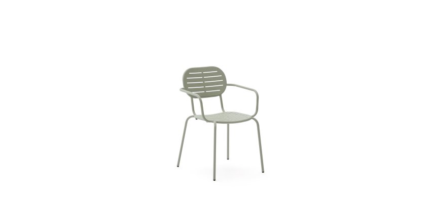 Brai stackable outdoor chair with armrests in turquoise galvanised steel