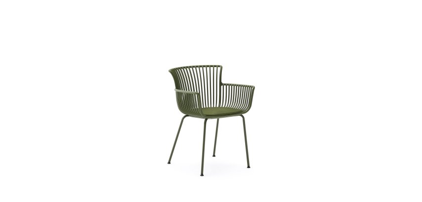 Surpika outdoor chair with green steel legs
