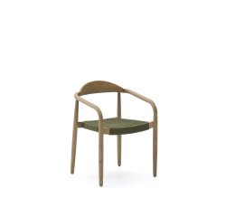 Chaise empilable Nina en bois d’acacia et corde verte FSC 100 %