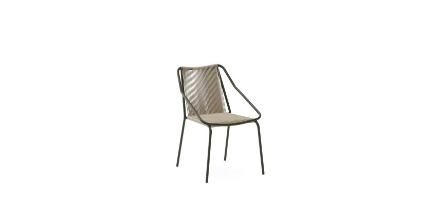 Chaise d’extérieur Zivia en corde écrue et acier galvanisé vert