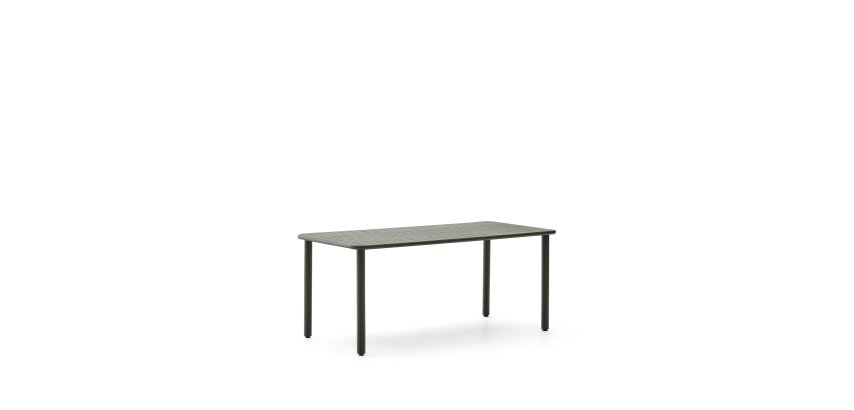 Brai outdoor table in green galvanised steel 180 x 90cm