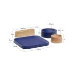 Ensemble Bletz de coupelles à apéritif en bois d’acacia finition naturelle et bleue