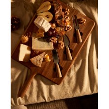 Ensemble Teppa de planche à découper et de couteaux à fromage en bois d’acacia FSC 100%