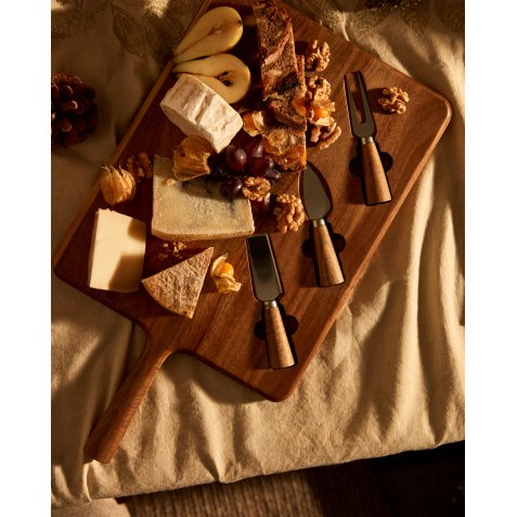 Ensemble Teppa de planche à découper et de couteaux à fromage en bois d’acacia FSC 100%