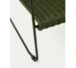 Fauteuil empilable Maurina en acier galvanisé vert et corde verte