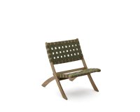 Folding armchair Chabeli in acacia wood and green rope