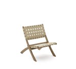 Folding armchair Chabeli in acacia wood and cream rope