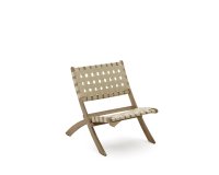 Folding armchair Chabeli in acacia wood and cream rope
