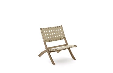 Folding armchair Chabeli in acacia wood and cream rope