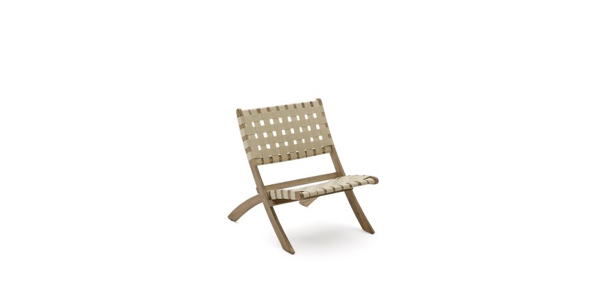 Folding armchair Chabeli in acacia wood and cream rope