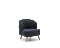 Fauteuil Ulit en tissu chenille bleu-gris et pieds en bois de hêtre finition naturelle