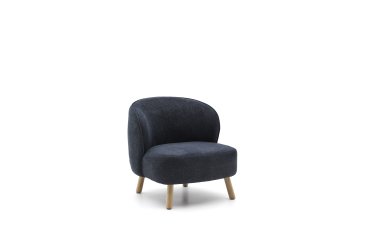 <strong>Armchair Ulit in blue-grey chenille fabric and beech wood legs with natural finish</strong>