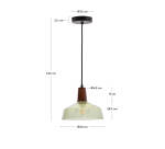 Plafonnier Silex en verre vert et bois de noyer Ø 40 cm