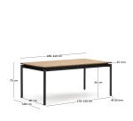Table d'extérieur extensible Canyelles - bois - pieds métal noir mat 180(240) x 100 cm