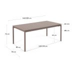 Table de jardin extensible Zaltana en aluminium marron mat 140 (200) x 90 cm