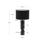 Lampe de table Vex en marbre noir et abat-jour en lin noir.