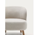 Fauteuil Ulit en tissu chenille beige et pieds en bois de hêtre finition naturelle