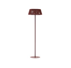 Lampadaire solaire d’extérieur Aldet en corde chinée terracotta et pied en métal terracotta Ø 46 cm
