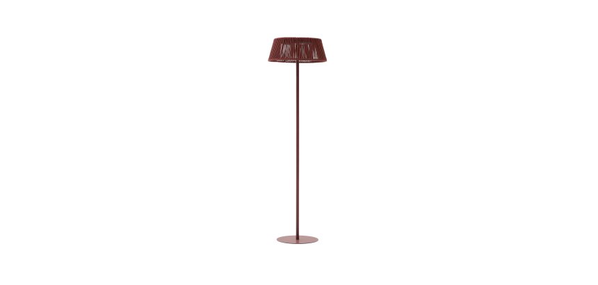 Lampadaire solaire d’extérieur Aldet en corde chinée terracotta et pied en métal terracotta Ø 46 cm