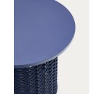 Table auxiliaire d’extérieur Sedalis en aluminium et corde bleue Ø50 cm