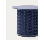 Table auxiliaire d’extérieur Sedalis en aluminium et corde bleue Ø50 cm