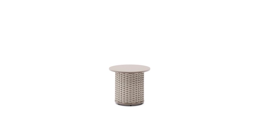 Tisch Sedalis aus Aluminium und Taupe-Seil Ø50 cm