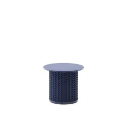 Outdoor Sedalis auxiliary table in aluminum and blue rope Ø50 cm