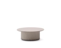 Sedalis outdoor coffee table in aluminium and taupe rope cord Ø99cm