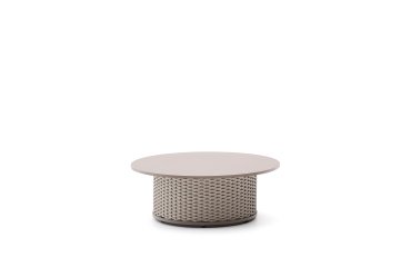 Table basse d’extérieur Sedalis en aluminium et corde taupe Ø 99 cm