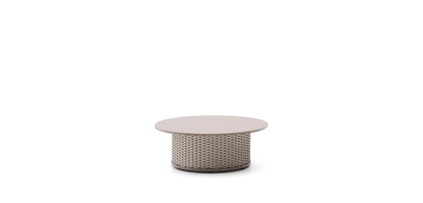 Sedalis outdoor coffee table in aluminium and taupe rope cord Ø99cm